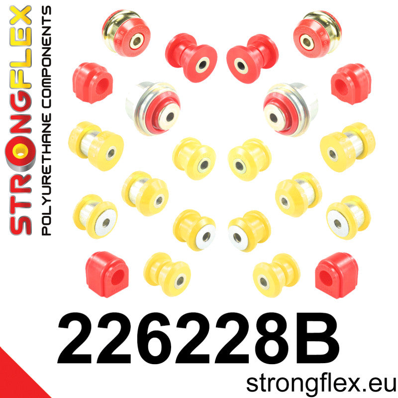 Strongflex - Kit completo Rojo (Más Blando) Bushing Audi S3 8V / Seat Leon Cupra / Skoda Octavia 5E vRS / VW Golf Mk7 GTI & R