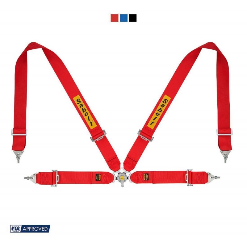 Arnés SABELT 4 puntos acero 3” KIT CAR GT/RALLY FIA 8853-1998 – Rojo