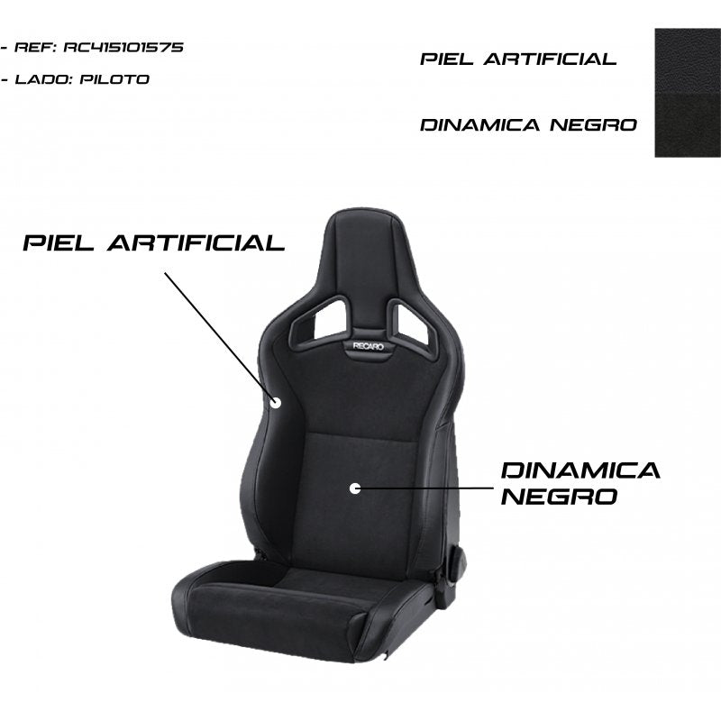 Asiento RECARO Cross Sportster CS Airbag + Calefacción Piel Artificial Negro / Dinamica Negro